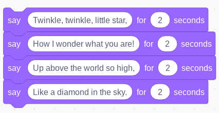 Scratch program for a nursery rhyme